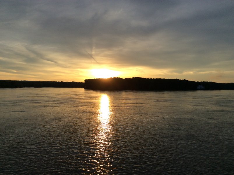 Sunrise on the Mississippi during the River cruise with Wesley Friends