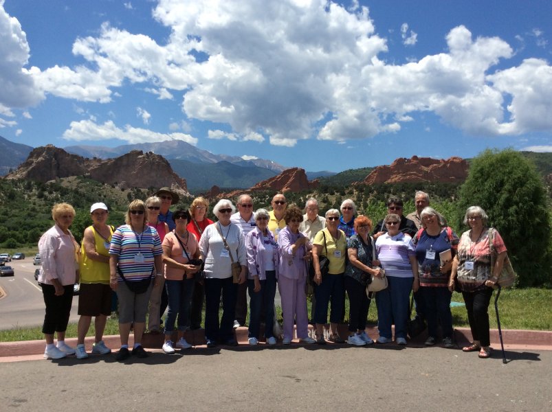 Garden of the Gods with passengers on the Colorado and Steamboat Springs trip for 2016