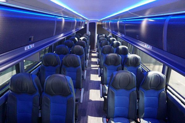 Charter bus interior