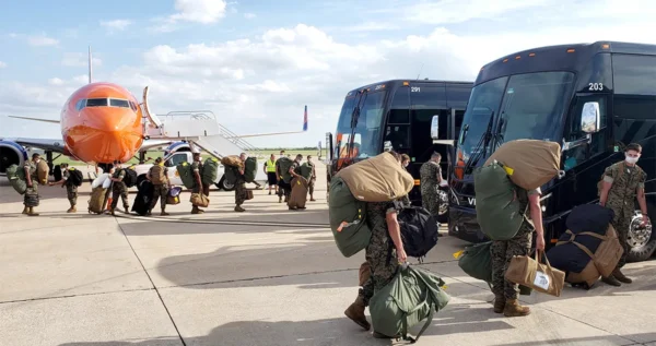 Charter Bus For Military Transport