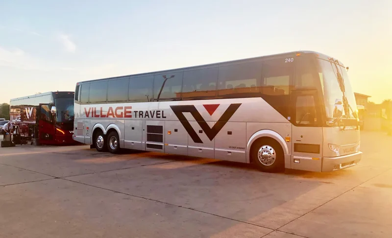 Charter Bus Shuttle Departure At Morning Charter Bus Shuttle Departure At Morning