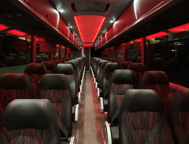 Motorcoach Interior Seat Configuration With Lights On