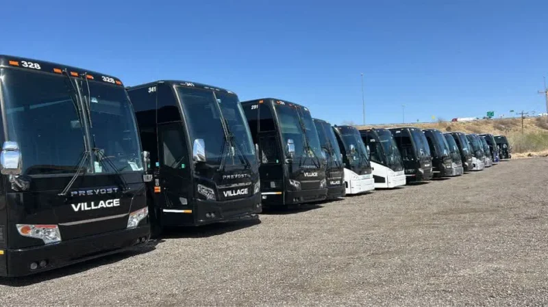 Multi Shuttle Coaches Lined Up Multi Shuttle Coaches Lined Up